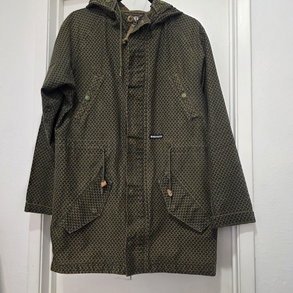 Undefeated Mens Military Gorpcore Fishtail Parka Jacket Green Houndstooth Med